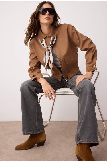 Brown Oversize Mold Suede Slim Jacket Coat