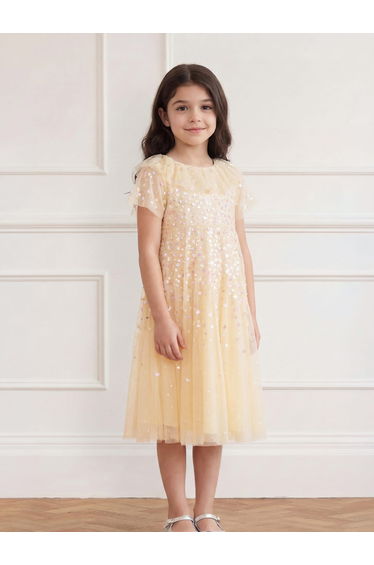 Needle & Thread Girls Candy Dot Dress in Yellow