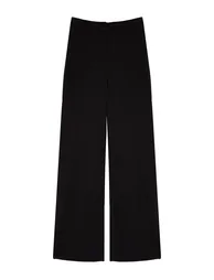 بنطلون بأرجل عريضة بخصر عالي - أسود  - 6