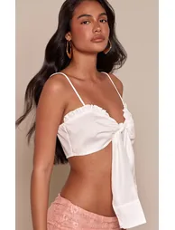 White Shirting Detail Strappy Top - 1