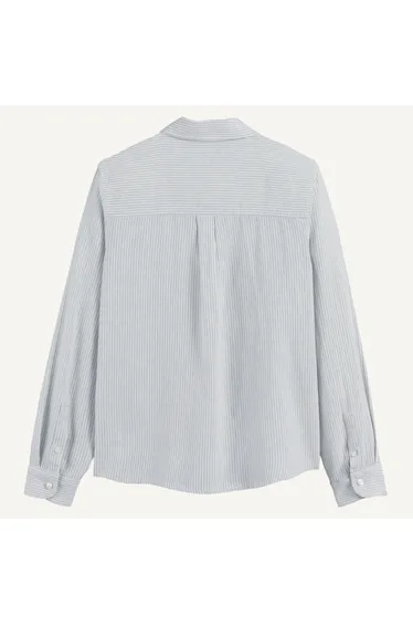 Striped Cotton/Linen Shirt with Long Sleeves