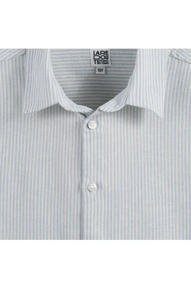 Striped Cotton/Linen Shirt with Long Sleeves