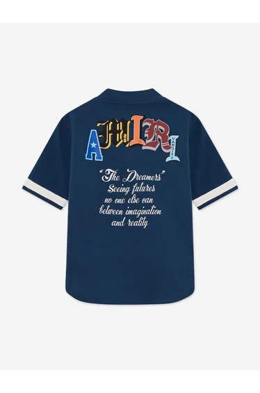 Amiri Boys Varsity Patch Baseball Shirt in Navy