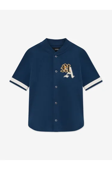 Amiri Boys Varsity Patch Baseball Shirt in Navy