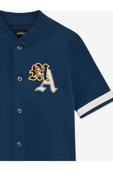 Amiri Boys Varsity Patch Baseball Shirt in Navy