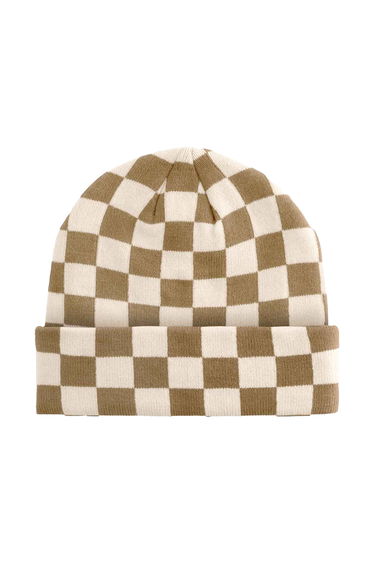 Beechfield Unisex Adult Checkerboard Beanie - Biscuit/Almond