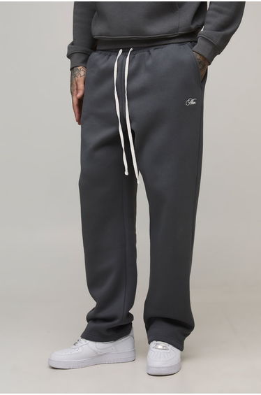 Tall Oversized Man Script Drop Crotch Joggers - charcoal