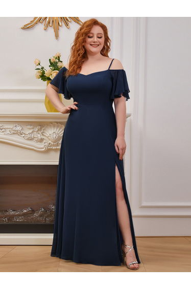 ever REYA|Stylish Cold Shoulder Flare Sleeves Flowy Bridesmaid Dress