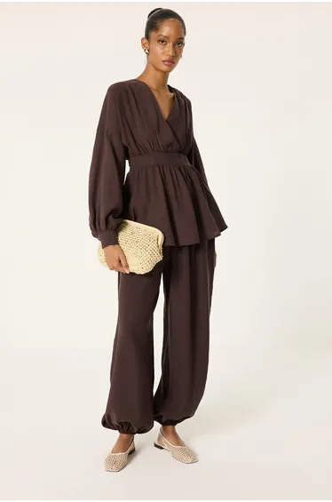 PEPLUM TUNİC AND HAREM PANTS 2-PİECE SET