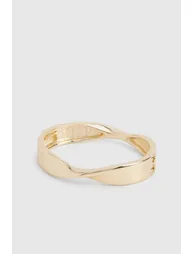 Twisted Hinged Bangle - gold - 2