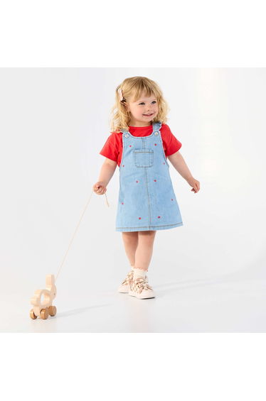 Short-sleeved T-shirt with Stitched Heart RED