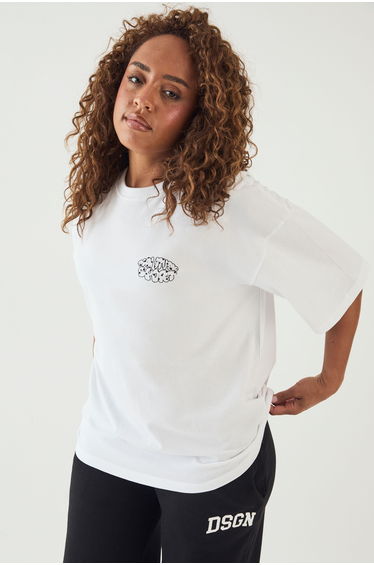 DSGN Studio Polka Dot Bubble Print Oversized T-Shirt - white