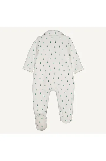 Velour Babygrow Pyjamas with Flower Print