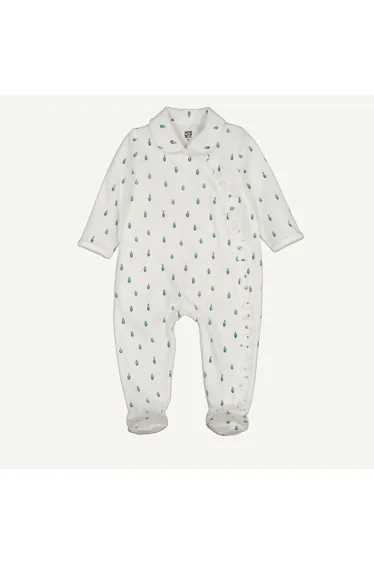 Velour Babygrow Pyjamas with Flower Print