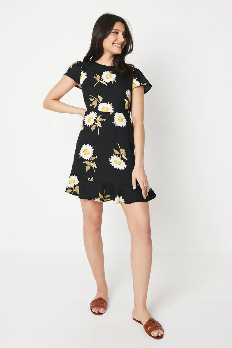 blue silk halter dress Free People Daisy Mini Dress in Black main image 0