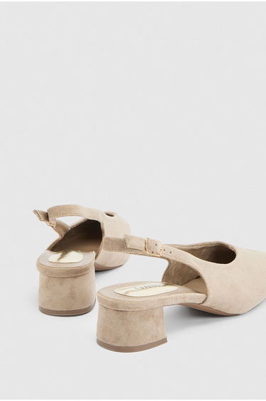 Willow Faux Suede Slingback Block Heel Court Shoe
