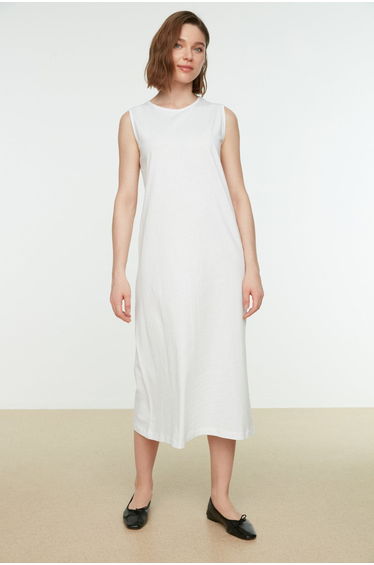 White Column Midaxi Dress