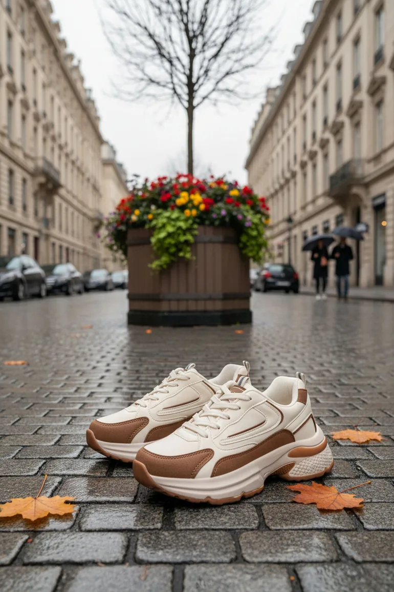 Beige-Tainted Women's Sneakers - 1