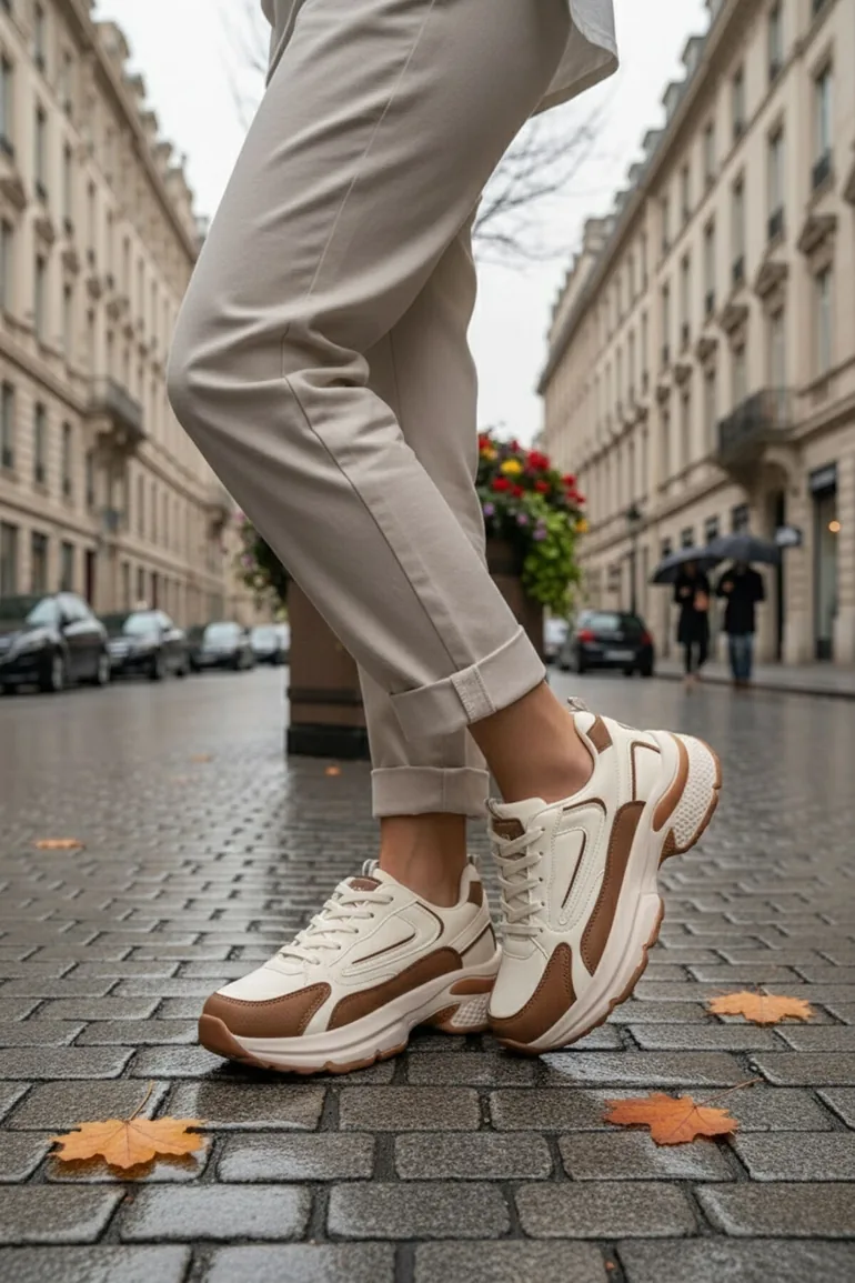 Beige-Tainted Women's Sneakers