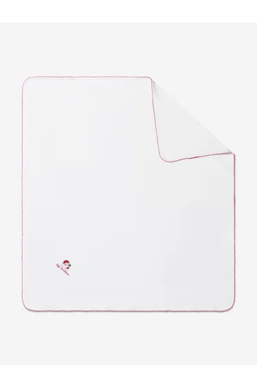 Baby Winking Santa Receiving Blanket in White