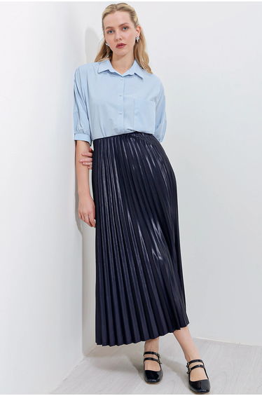 BDART Metallic Textured High Waist Maxi Skirt with Ruffle Detail