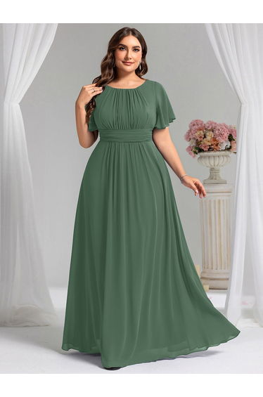 ever KIMORA|Simple Chiffon Pleated A-Line Bridesmaid Dress