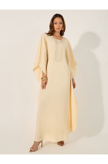Embellished Round Neck Loose Fit Kaftan