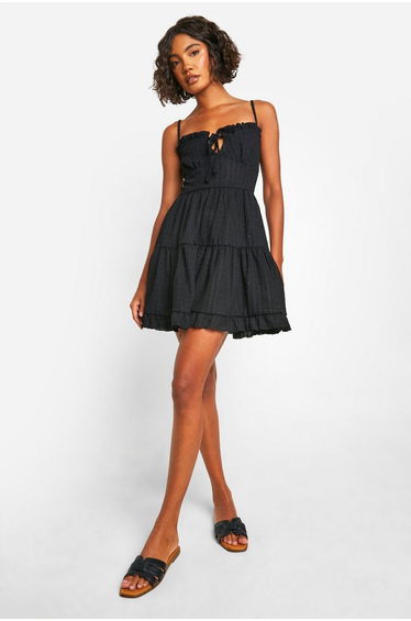 Tall Textured Frill Smock Dress -