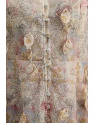 فستان سانفير قميص شيفون بيج ماكسي على شكل حرف A بأكمام طويلة بطبعة أزهار - 5