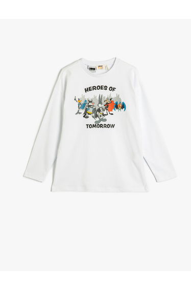 Warner Bros T-Shirt Long Sleeve Crew Neck Licensed Printed Cotton