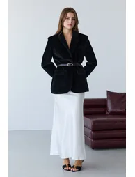 Black Belted Feathered Regular Fit Blazer Jacket Twoaw26Bc00041 - 2