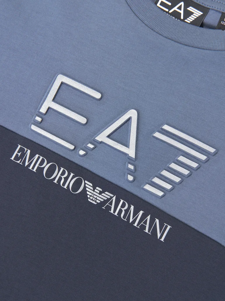 EA7 Emporio Armani Boys Train Athletic Colourblock T-Shirt in Navy - 2