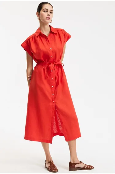 Signature Short Sleeve Linen Dress