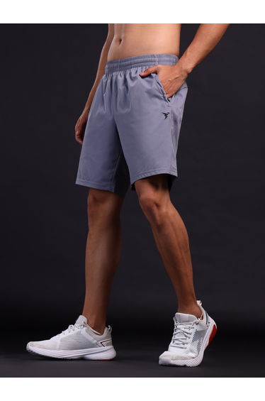 Men Plain Grey Shorts with Zip Pocket