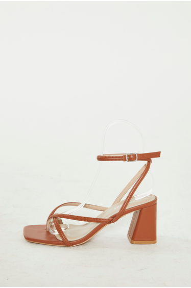 Glamorous Camel Strappy Block Heel Sandals