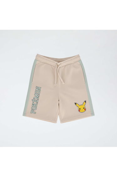 Printed 'Pokémon' 'Pikachu' Shorts BEIGE