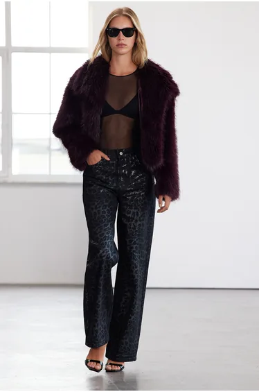 Burgundy Oversize Fur Coat