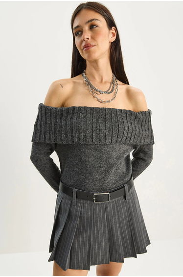 LUCCI Knit Sweater with Madonna Collar