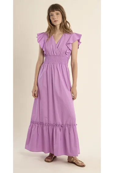 V-Neck Short Sleeve Maxi Dress