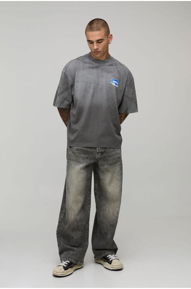Washed Super Baggy Jeans - mid grey