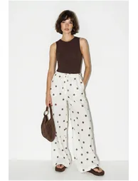 LUCCI Polka Dot Wide-Leg Tie-Waist Trousers - 2