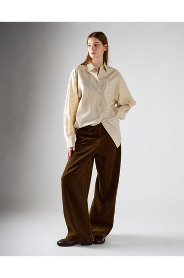 Olive Corduroy Wide Leg Trousers