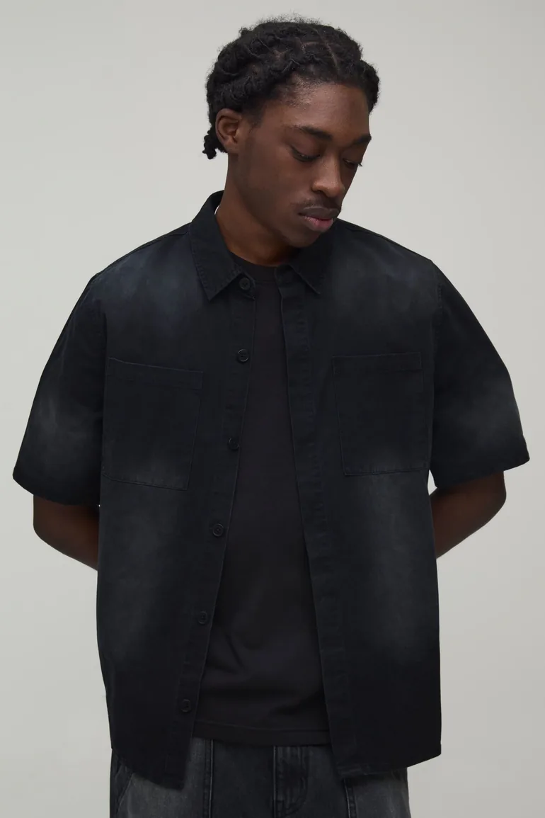 قميص كارغو بجيوب - أسود