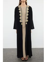 عباية بتطريز - أسود - 3