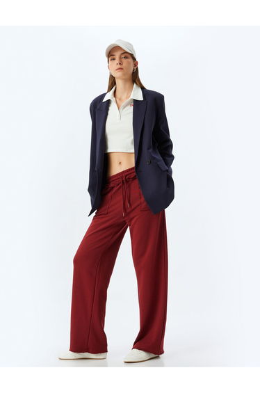 Tracksuit Trousers Wide Leg Pocket Waist Tie Cotton