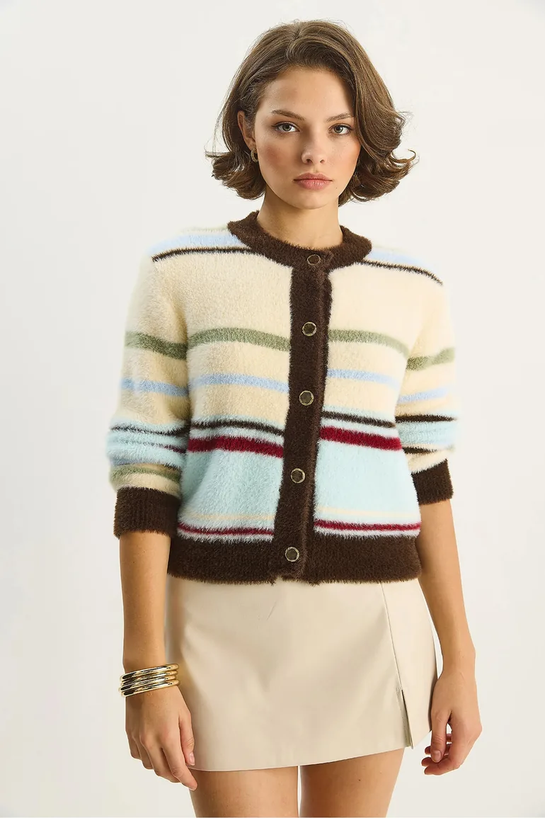 LUCCI Buttoned Crew Neck Cardigan - 1