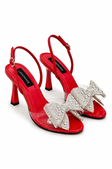 Lemonade Crystal Jelly Bow Heels Red