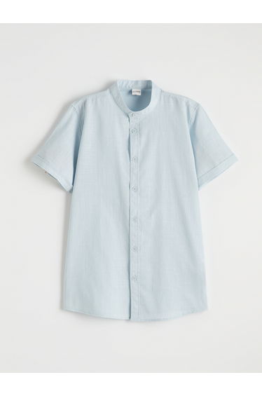 Grandad Collar Poplin Boys' Shirt