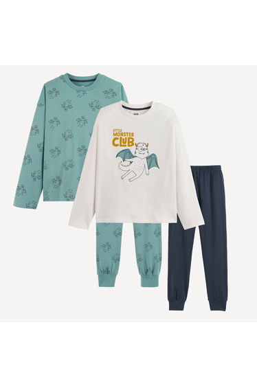 Pack of 2 Monsters Print Jersey Pyjamas