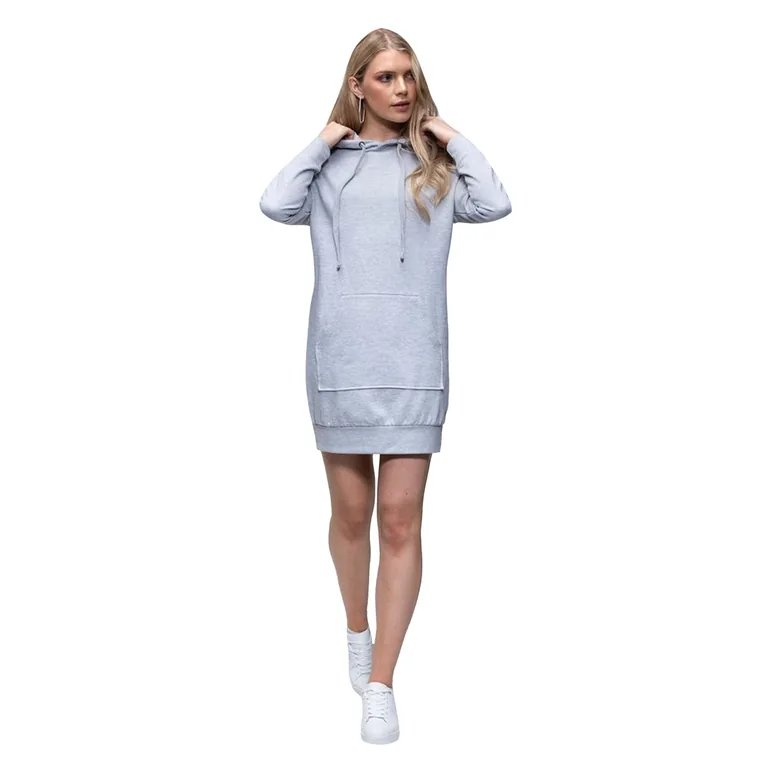 Shop AWDis Girlie Womens/Ladies Hoodie Dress - Heather Grey Online in Oman